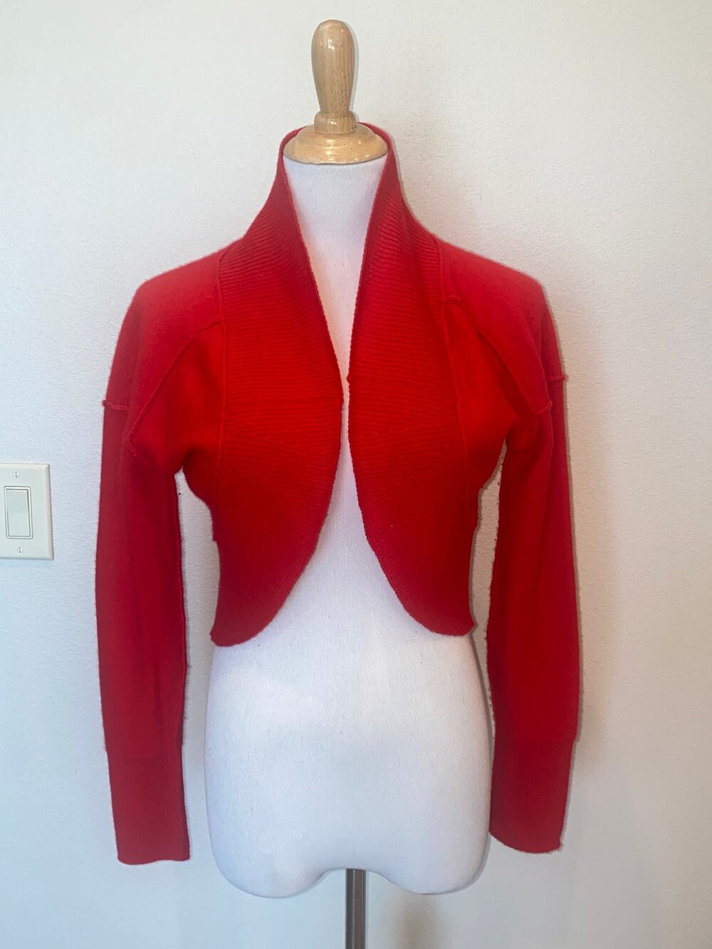 Free People Disco Shrug Red Long Sleeve 100% Cashmere XS